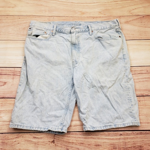 Levis 502 Shorts Mens 40 Blue Denim Outdoors Light Wash Workwear Casual Adult C1 - Picture 1 of 13
